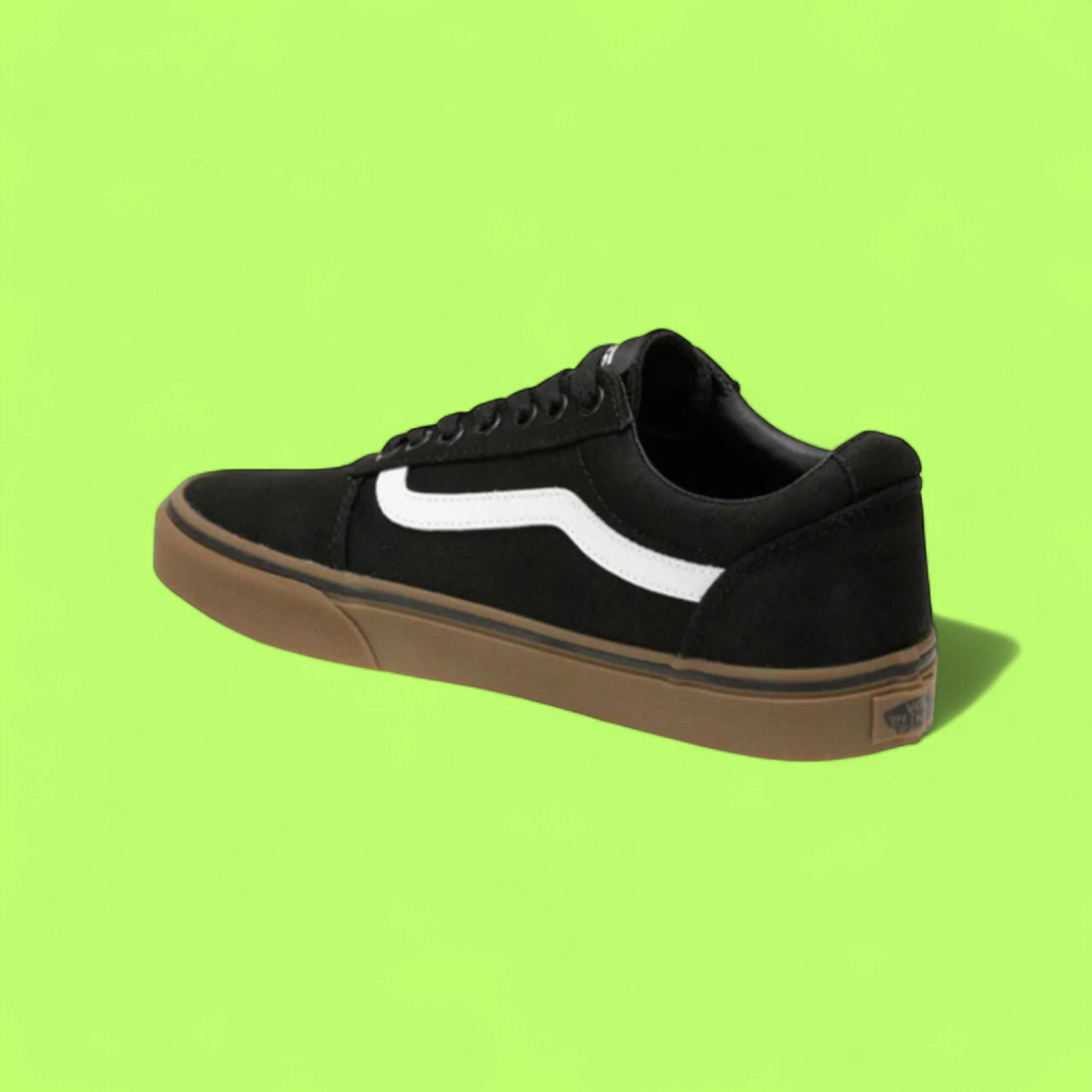 VANS WARD MEN'S BLACK CANVAS AND SUEDE LOW-TOP SKATE SNEAKERS