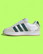 ADIDAS CAMPUS WHITE SUEDE GREEN STRIPES RETRO CASUAL SNEAKERS
