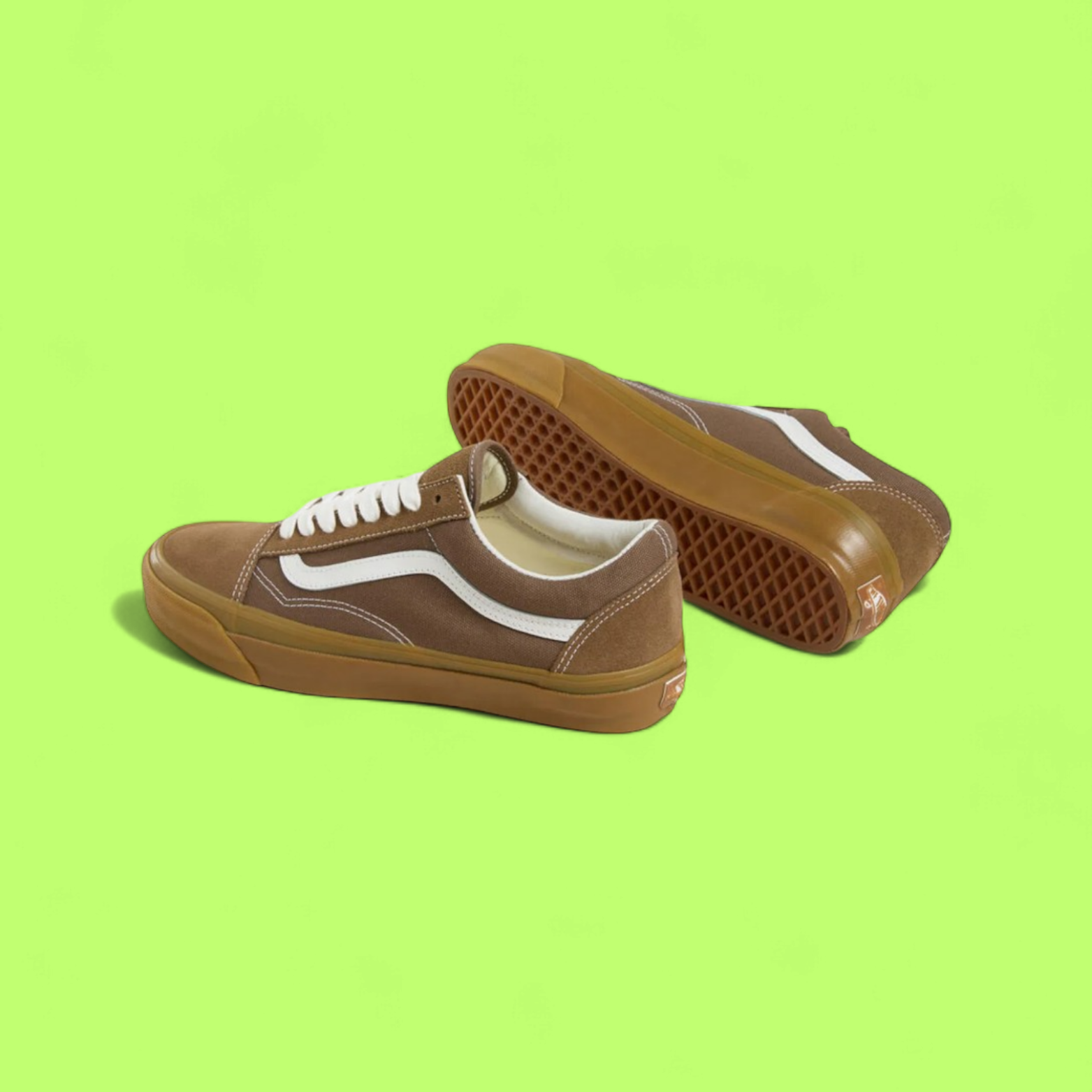 VANS OLD SKOOL BROWN CANVAS WHITE STRIPE GUM SOLE STYLE CWCD