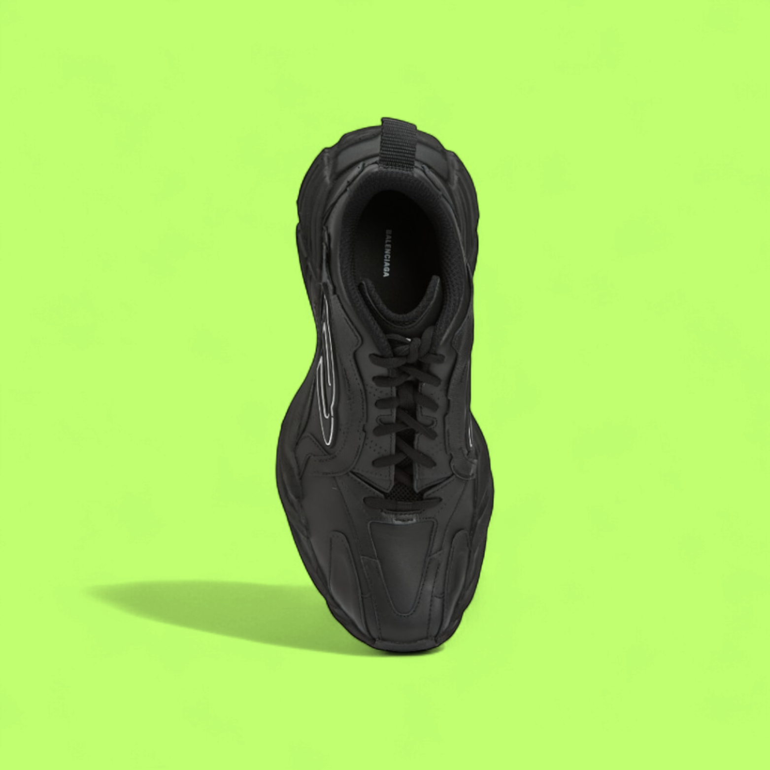BALENCIAGA DEFENDER BLACK LEATHER SNEAKERS WITH FUTURISTIC
