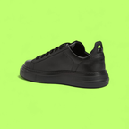 BLACK ACADEMIA LEATHER SNEAKERS WITH CLASSIC LACE UP DESIGN