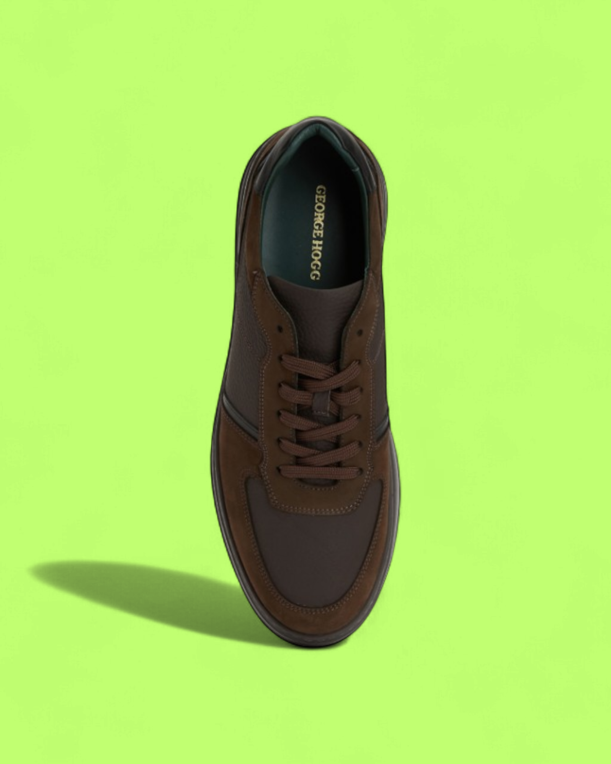 GEORGE HOGG BROWN LEATHER AND SUEDE LOW TOP SNEAKER CWCD