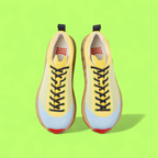 CAMPER YELLOW KNIT RUNNER WITH RED SOLE AND BLUE TOE DETAIL