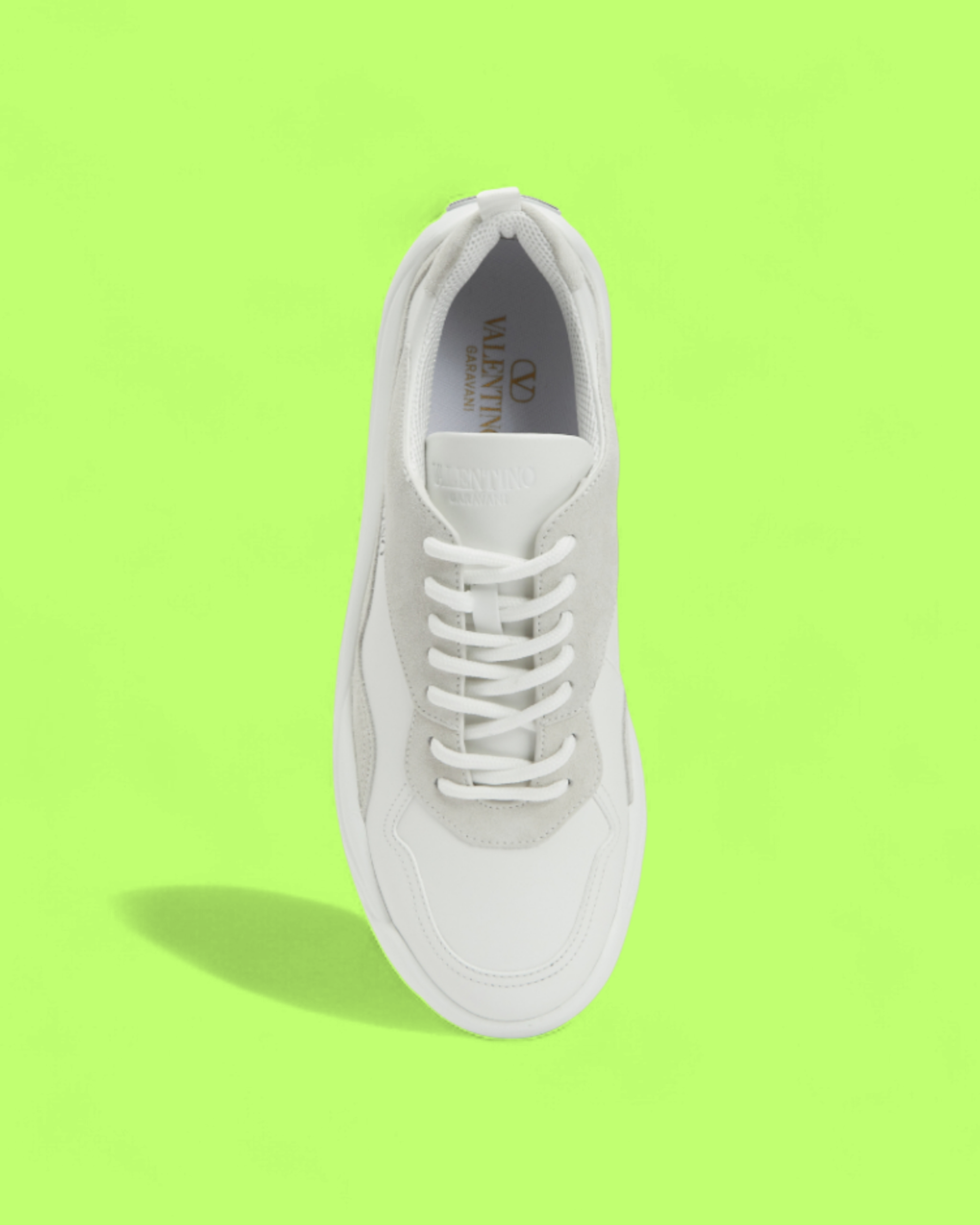 VALENTINO GARAVANI WHITE GREY SUEDE PANEL LUXURY SNEAKERS