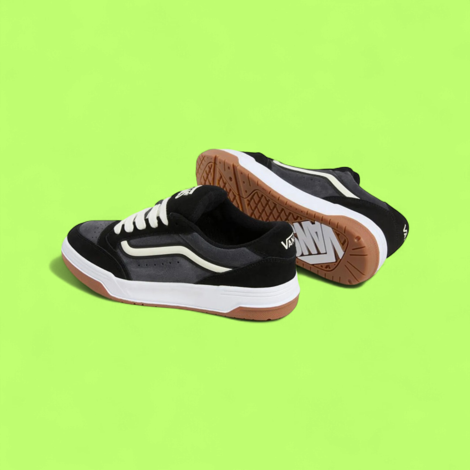 VANS HYLANE MEN'S BLACK LEATHER AND CANVAS LOW-TOP SNEAKERS