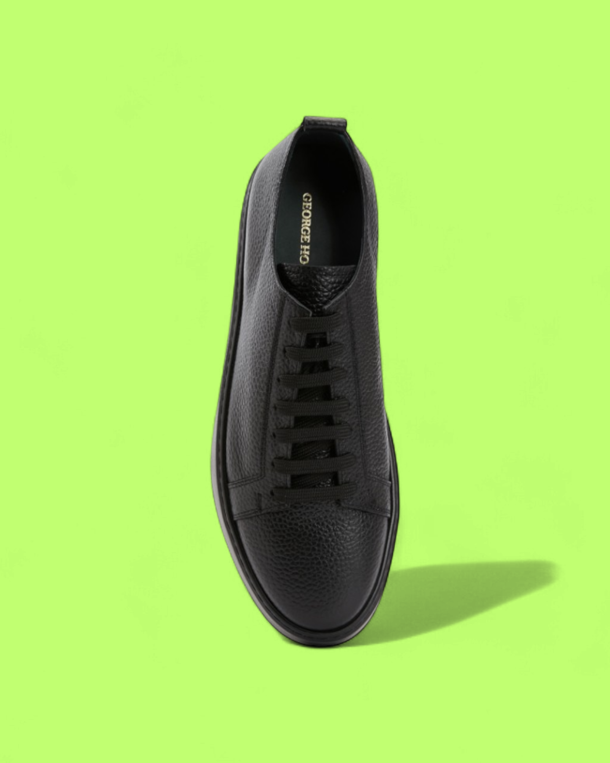 GEORGE HOGG BLACK FULL GRAIN LEATHER MINIMAL SNEAKER CWCD