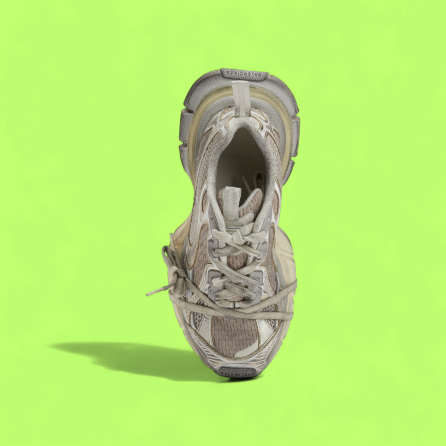 BALENCIAGA TRACK USED EFFECT BEIGE MESH SNEAKERS CWCD