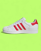 ADIDAS SUPERSTAR WHITE RED LEATHER SHELL TOE CLASSIC CASUAL