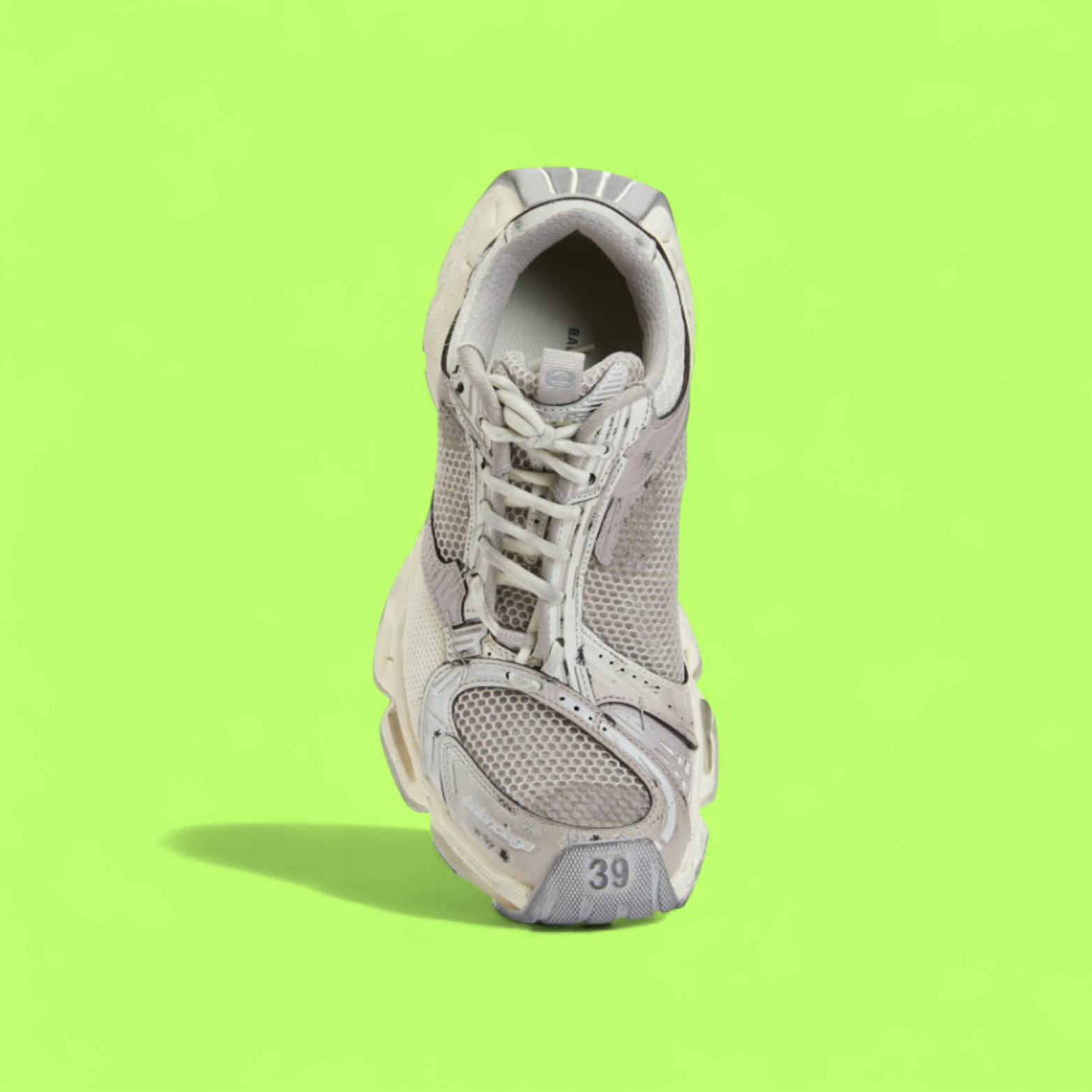 BALENCIAGA RUNNER DISTRESSED WHITE GREY MESH LEATHER SNEAKERS