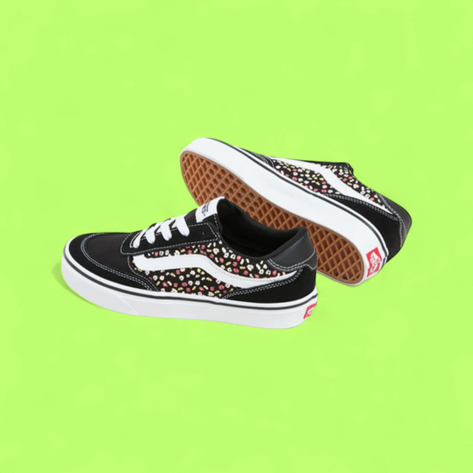 VANS OLD SKOOL BLACK FLORAL PRINT WHITE STRIPE SNEAKERS DROPZZ
