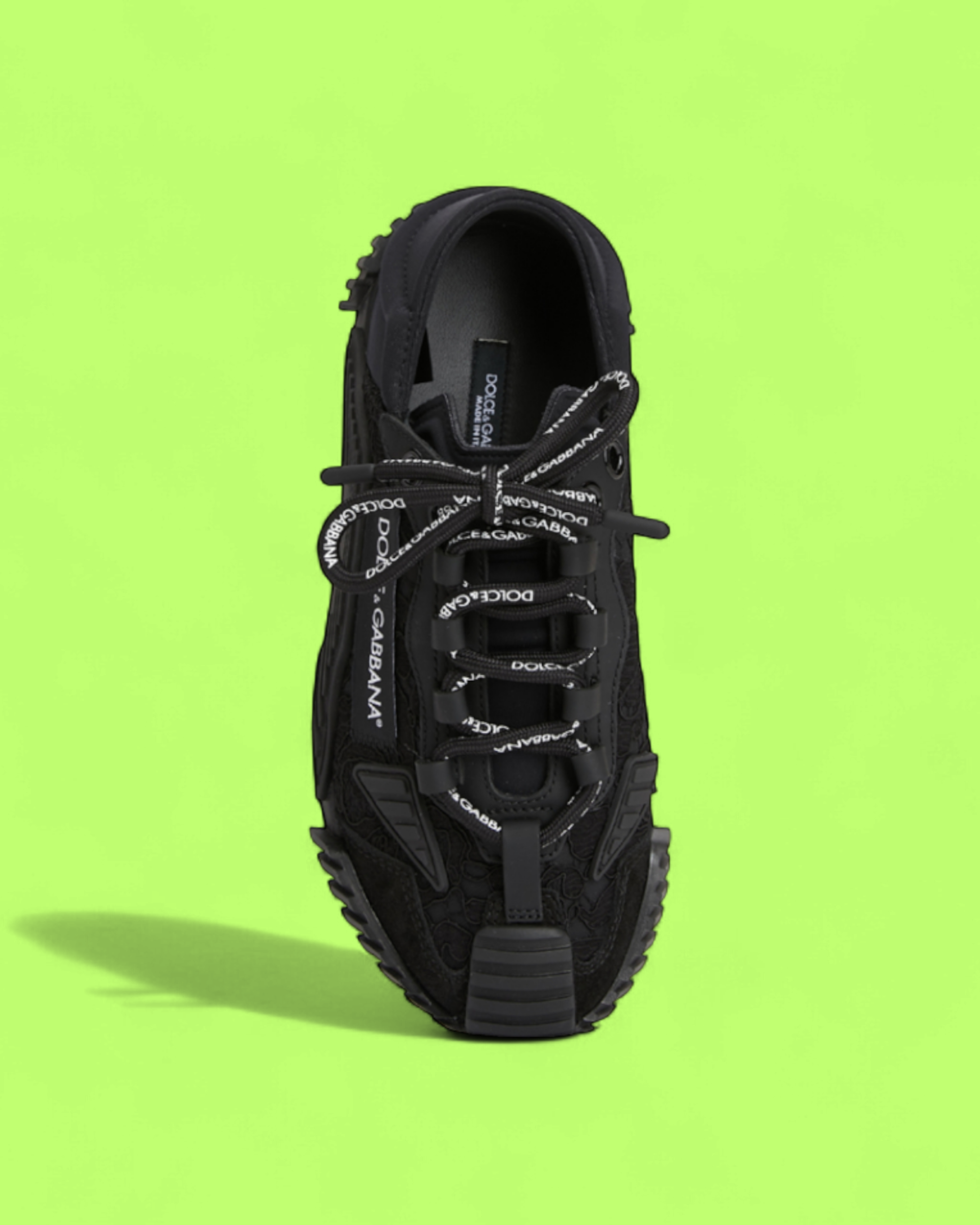 DOLCE & GABBANA BLACK TEXTURED LOW TOP LOGO SNEAKERS CWCD