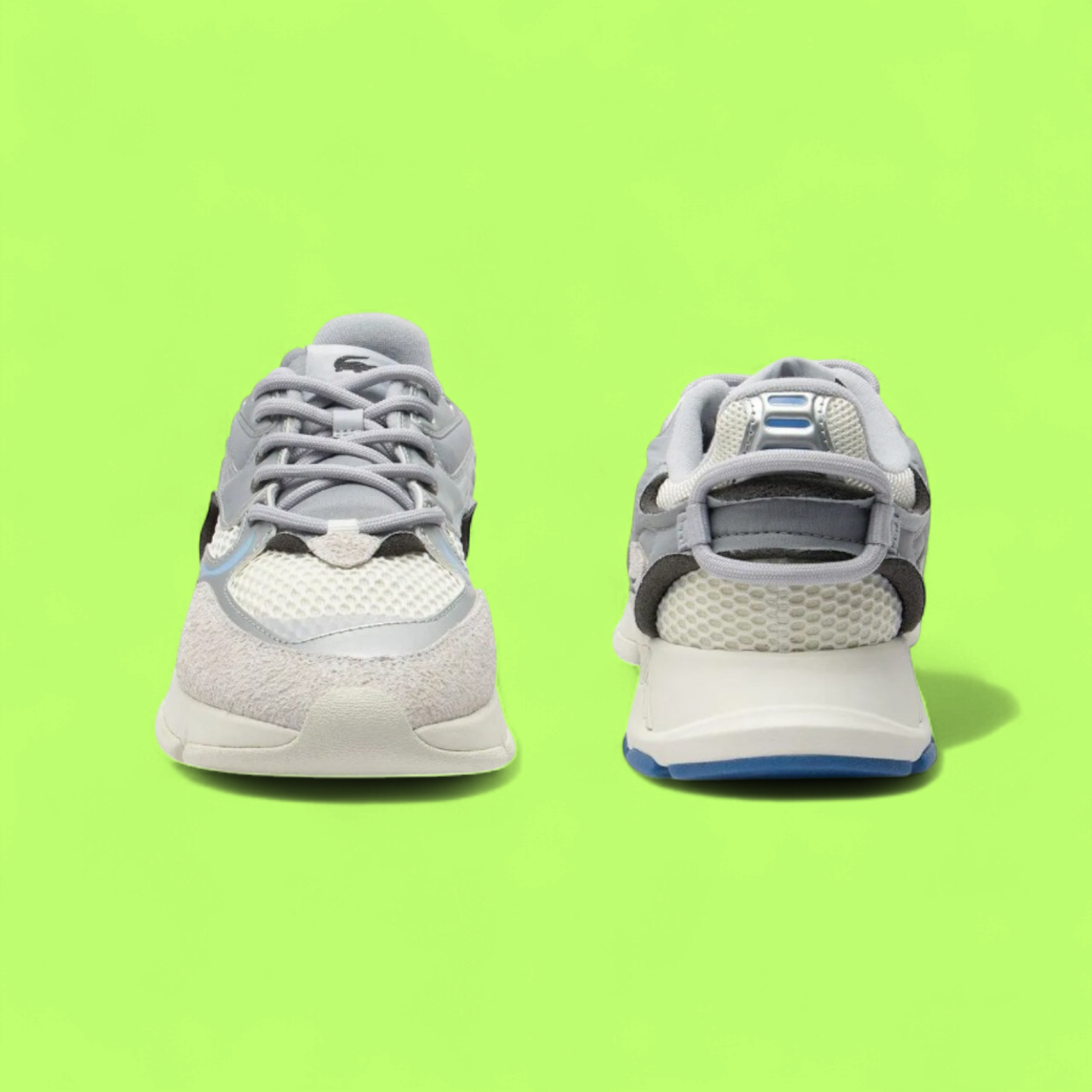 LACOSTE L003 NEO MEN'S GREY MESH AND LEATHER MODERN CASUAL SNEAKERS