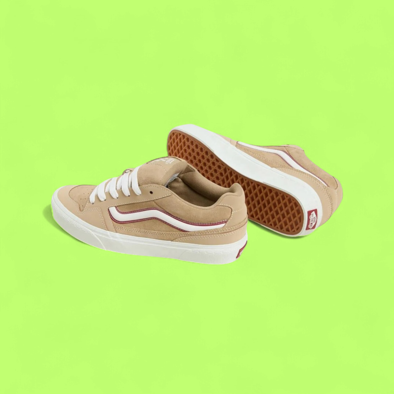VANS LOWLAND CC TAN SUEDE WHITE RED STRIPE SKATE STYLE DROPZZ