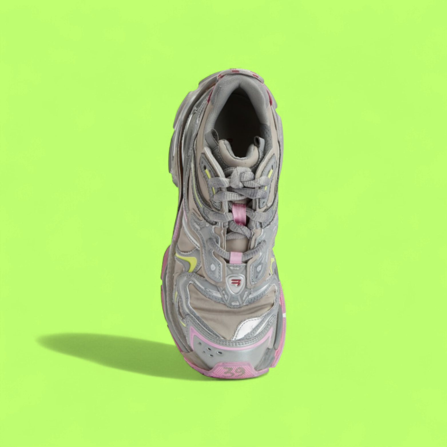 BALENCIAGA TRACK GREY PINK YELLOW MULTI LAYERED SNEAKERS