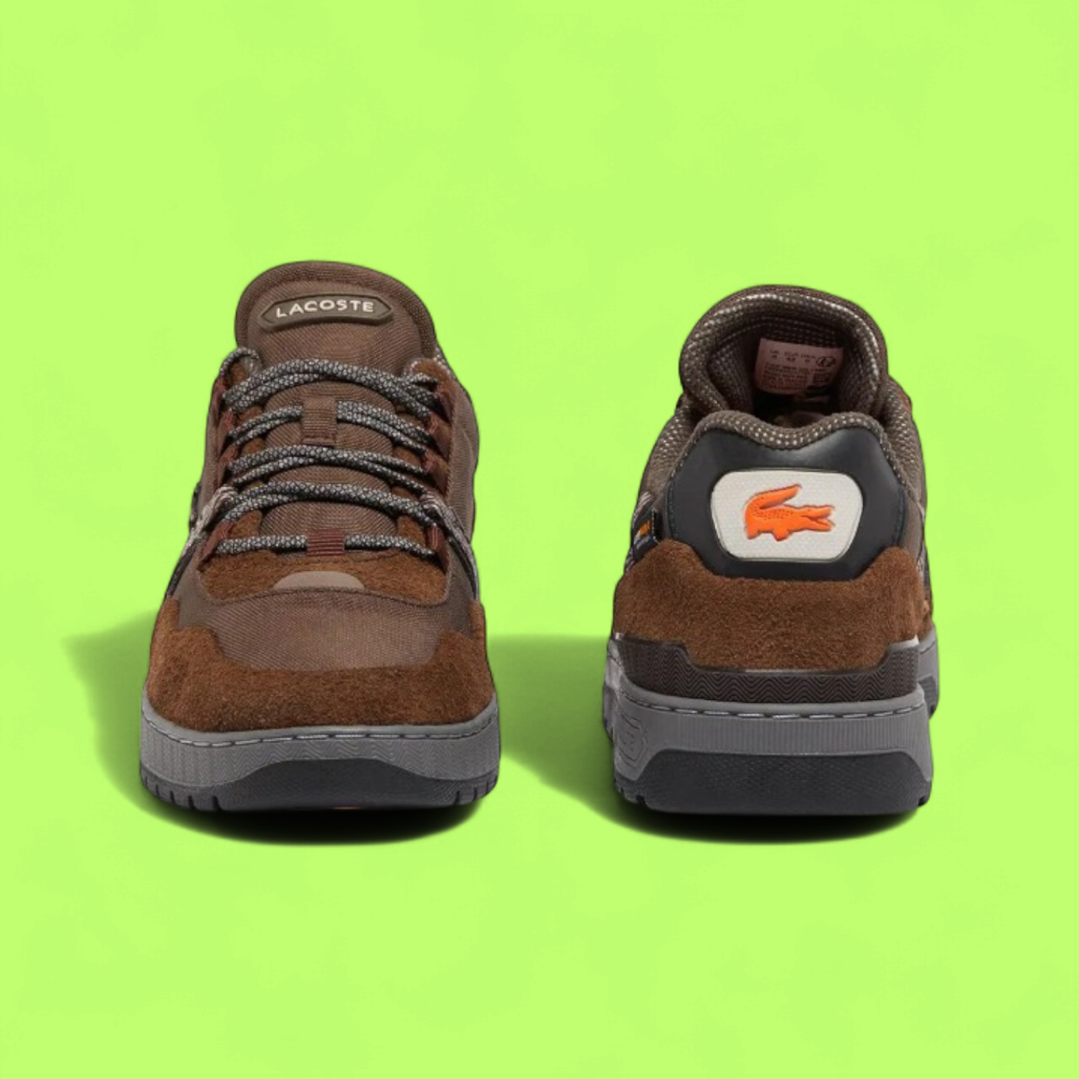 LACOSTE T-CLIP WINTER MEN'S BROWN GREY LEATHER CASUAL SNEAKERS