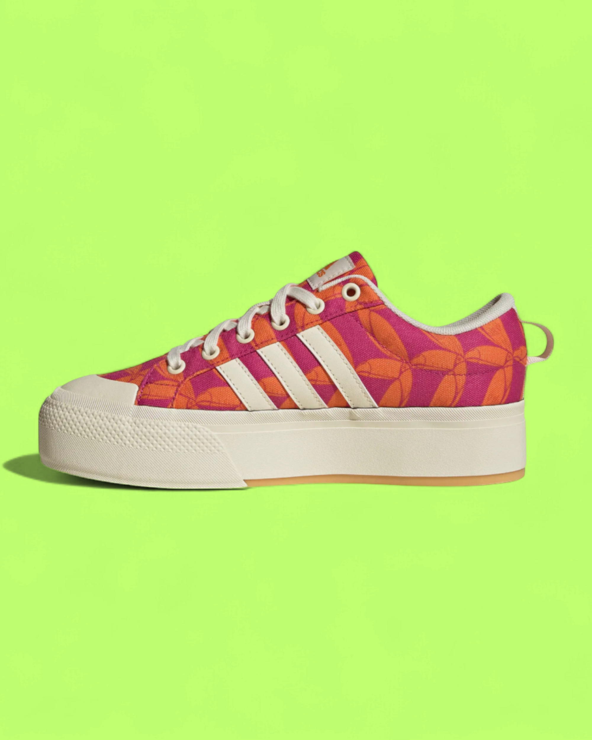 ADIDAS BRAVADA ORANGE PINK CANVAS PLATFORM CASUAL SNEAKERS