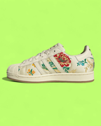 ADIDAS SUPERSTAR FLORAL EMBROIDERED WHITE CASUAL RETRO SNEAKER