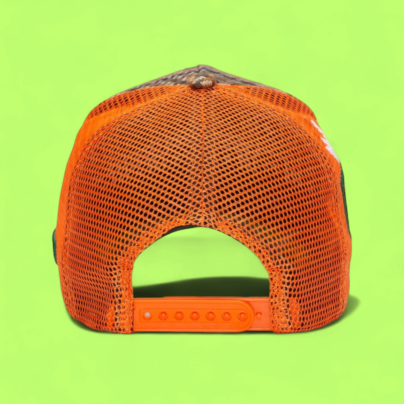 BABY BOOMERS TRUCKER CAP WITH ORANGE MESH AND WOOL PATTERN