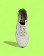 AUTRY LOW WHITE LEATHER GREEN HEEL RETRO CASUAL MENS SNEAKERS