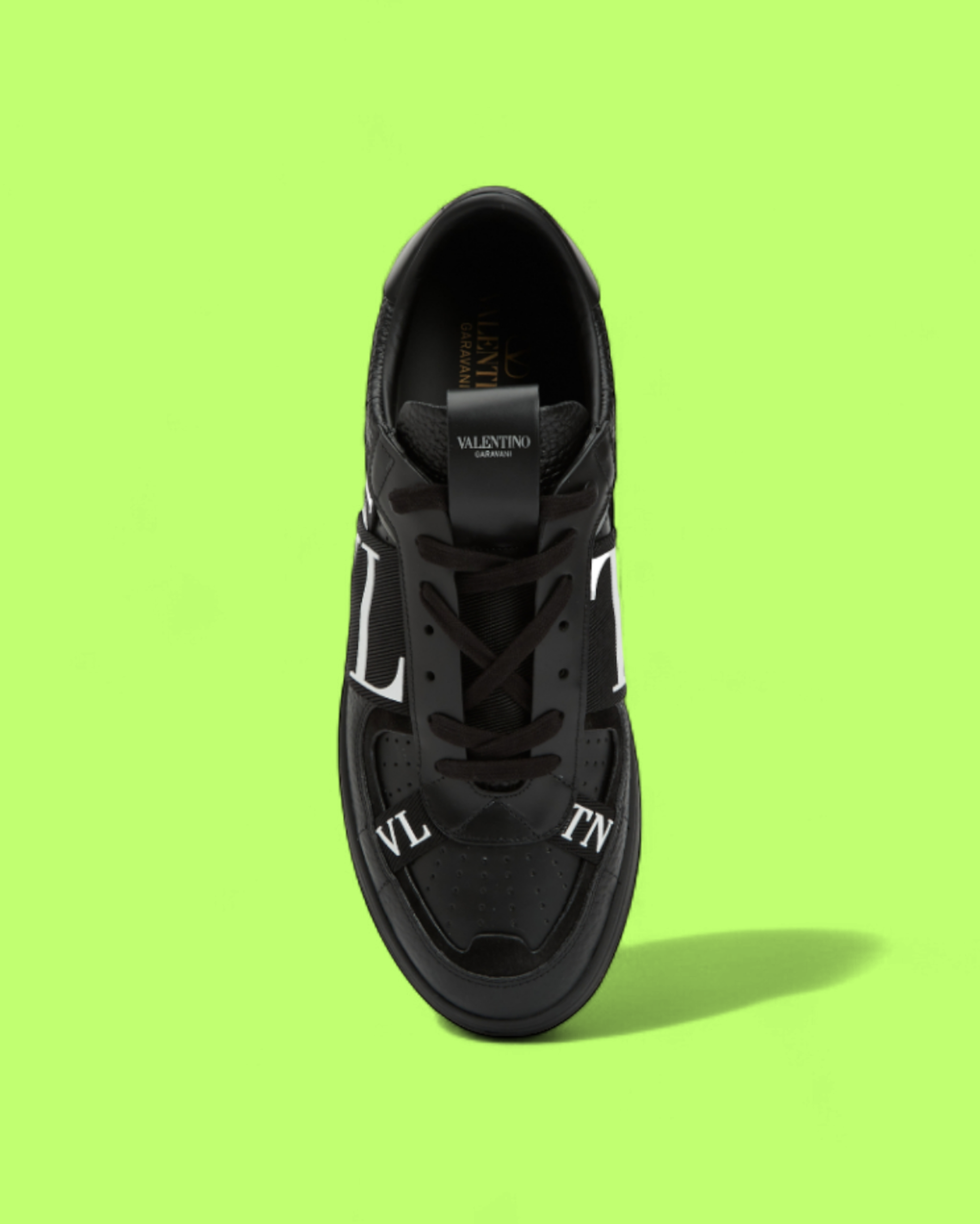VALENTINO GARAVANI BLACK VLTN LOGO LEATHER LUXURY SNEAKERS