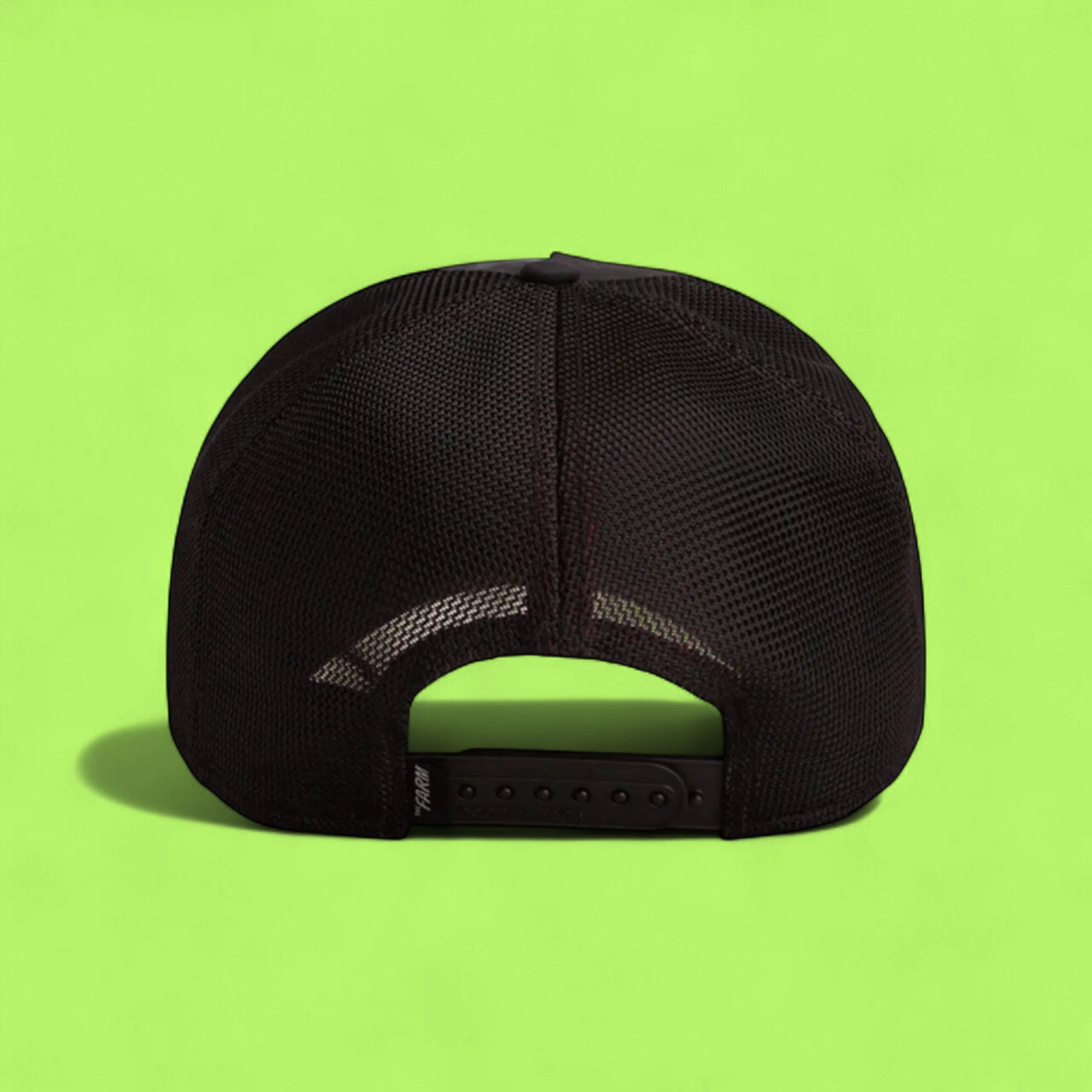 HIP SMOKE EFFECT BLACK TRUCKER HAT WITH RED FRAME PATCH