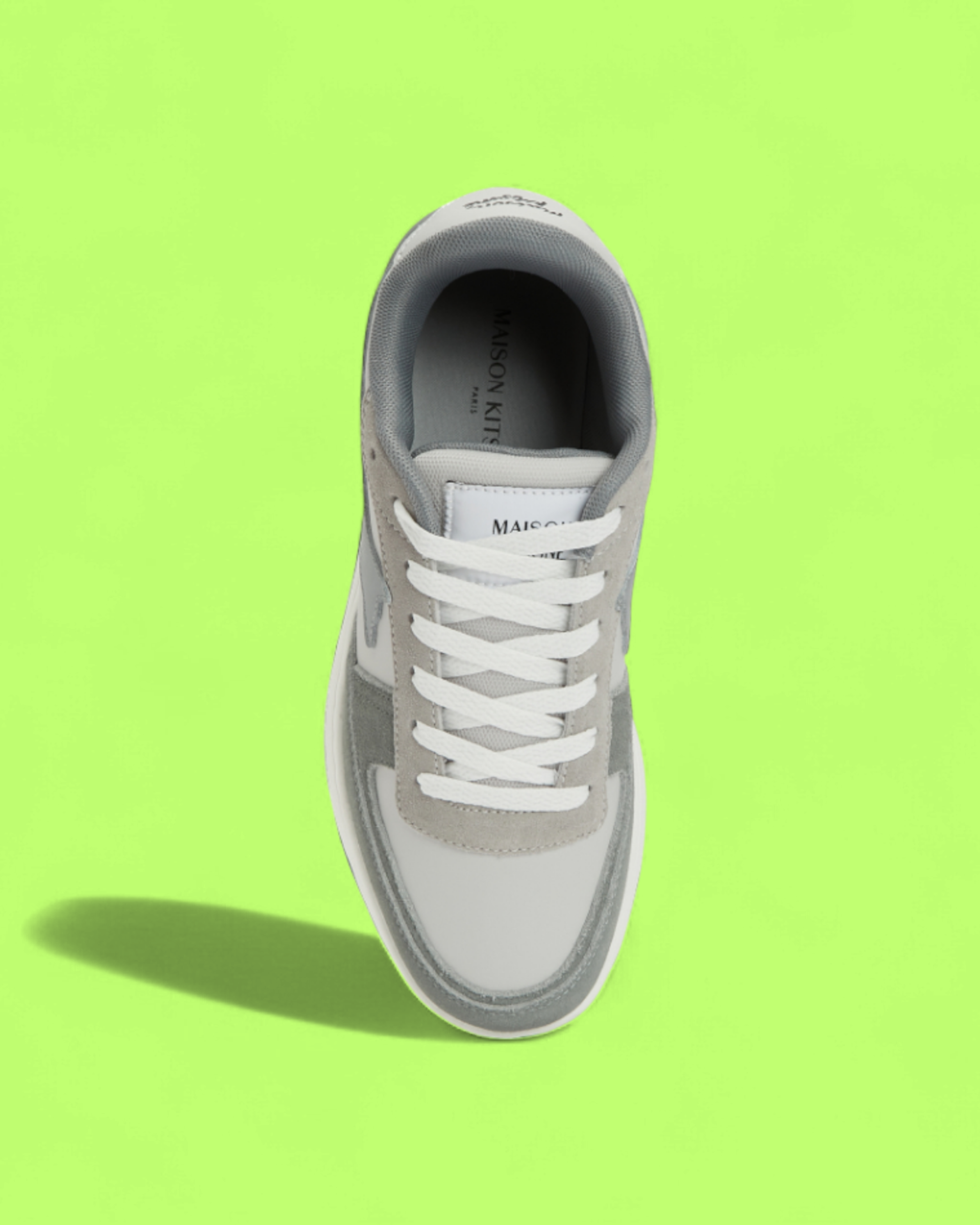 MAISON KITSUNE GREY SUEDE FOX LOGO LOW TOP PREMIUM SNEAKERS