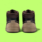 NIKE JORDAN AIR 1 MID MEN'S KHAKI LEATHER RETRO BASKETBALL SNEAKERS