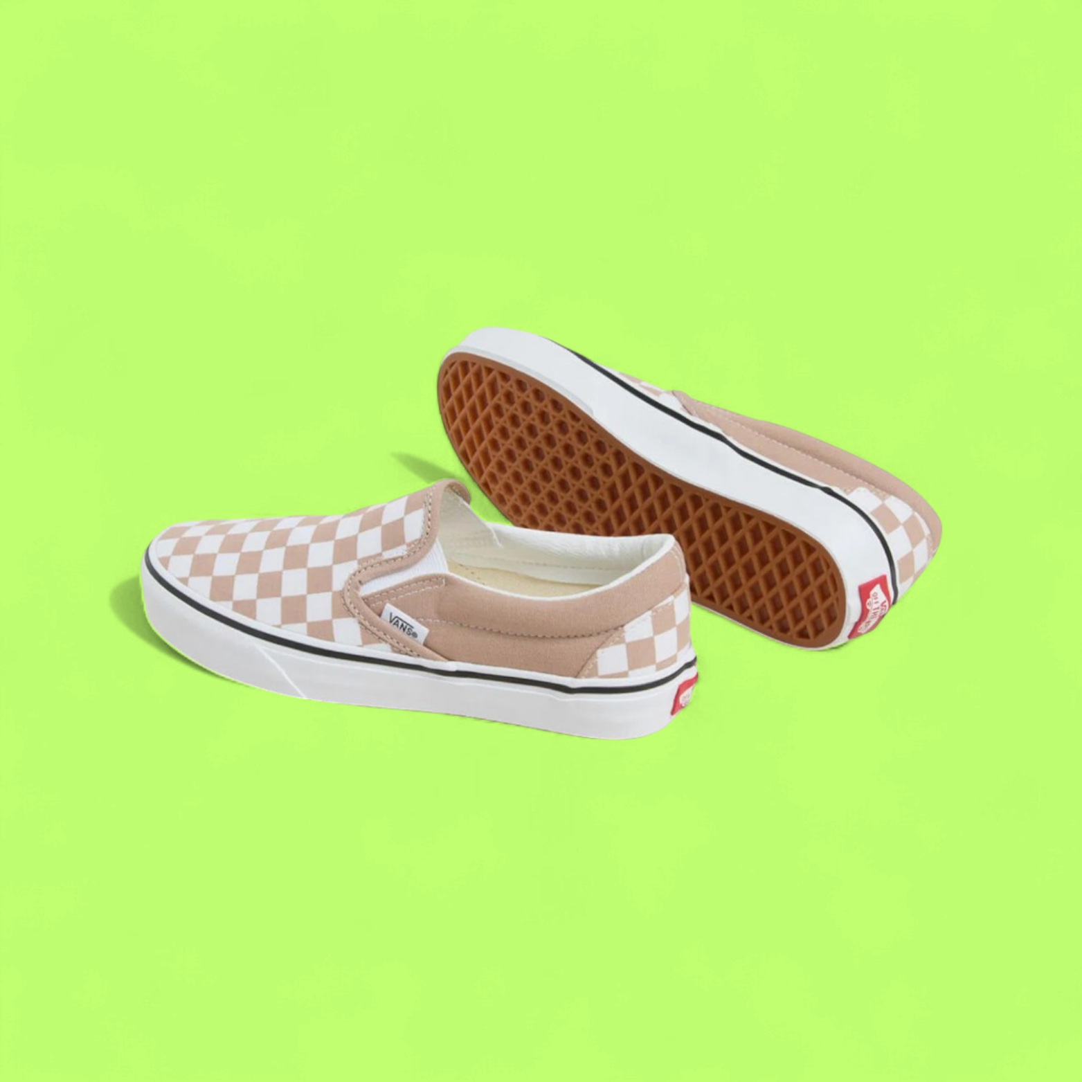 VANS CLASSIC SLIP-ON BEIGE WHITE CHECKERED SNEAKERS CWCD