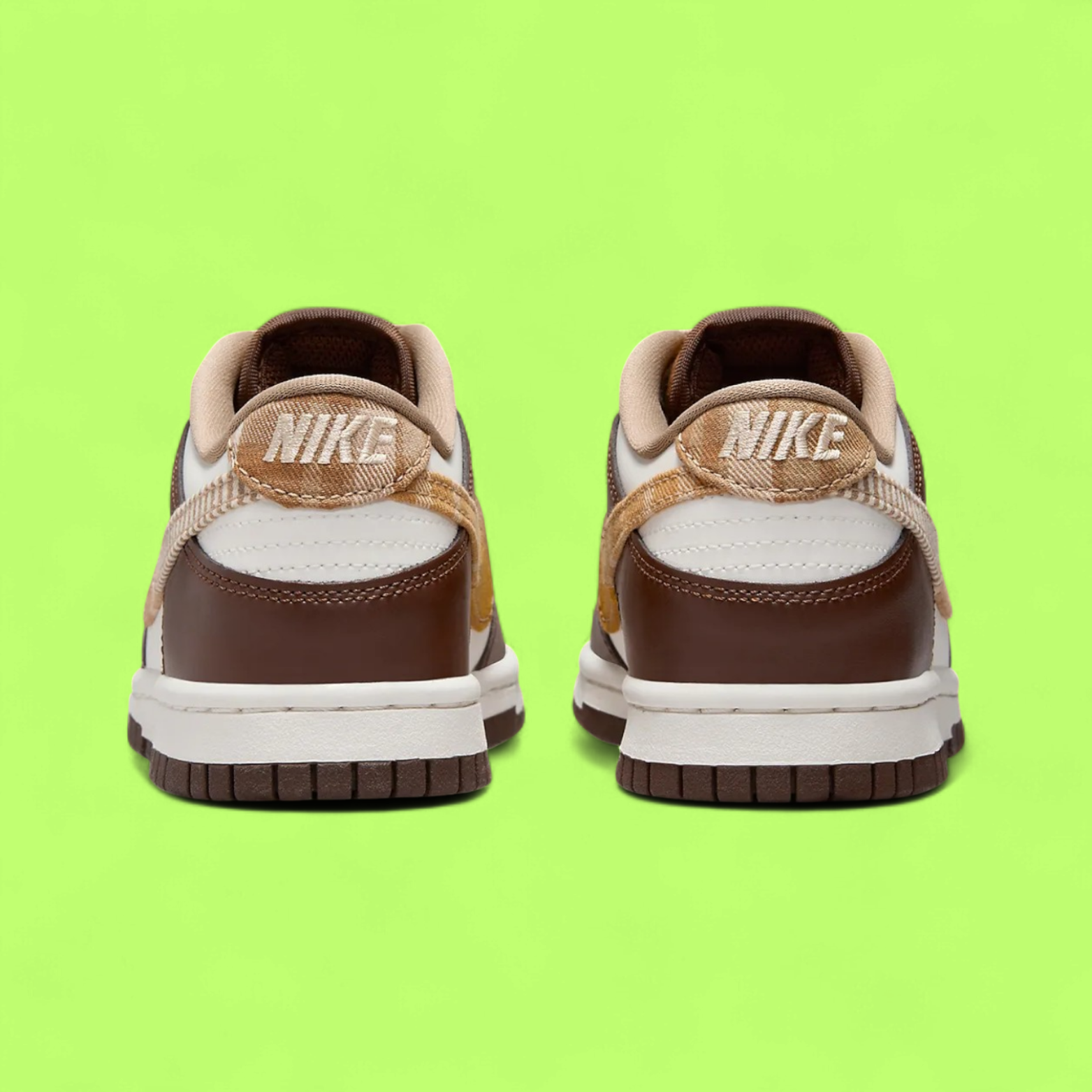 NIKE DUNK LOW GS BROWN PLAID CLASSIC CHECKERED RETRO STYLE DROP