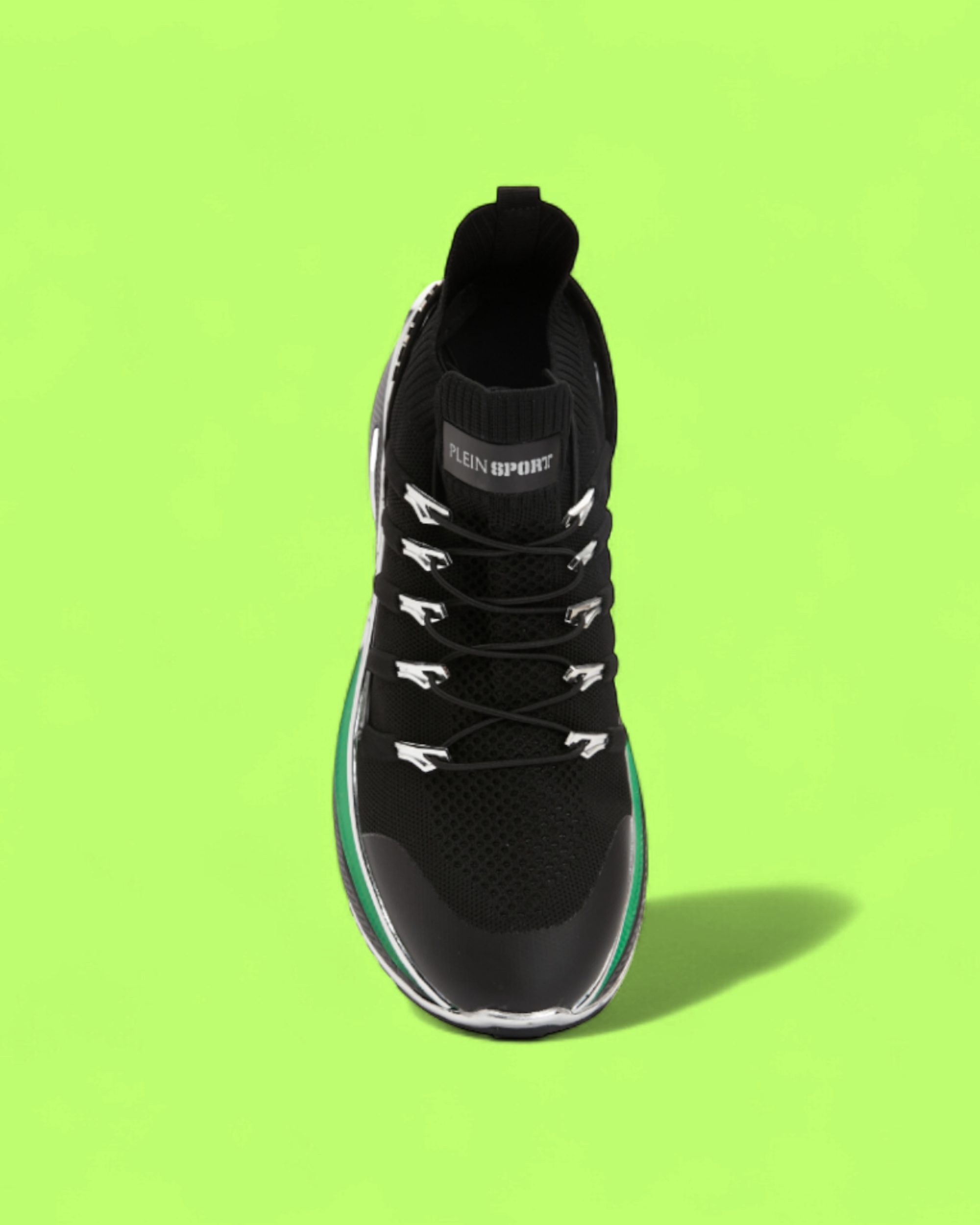 PHILIPP PLEIN SPORT FUTURISTIC METAL DETAIL BLACK SNEAKERS