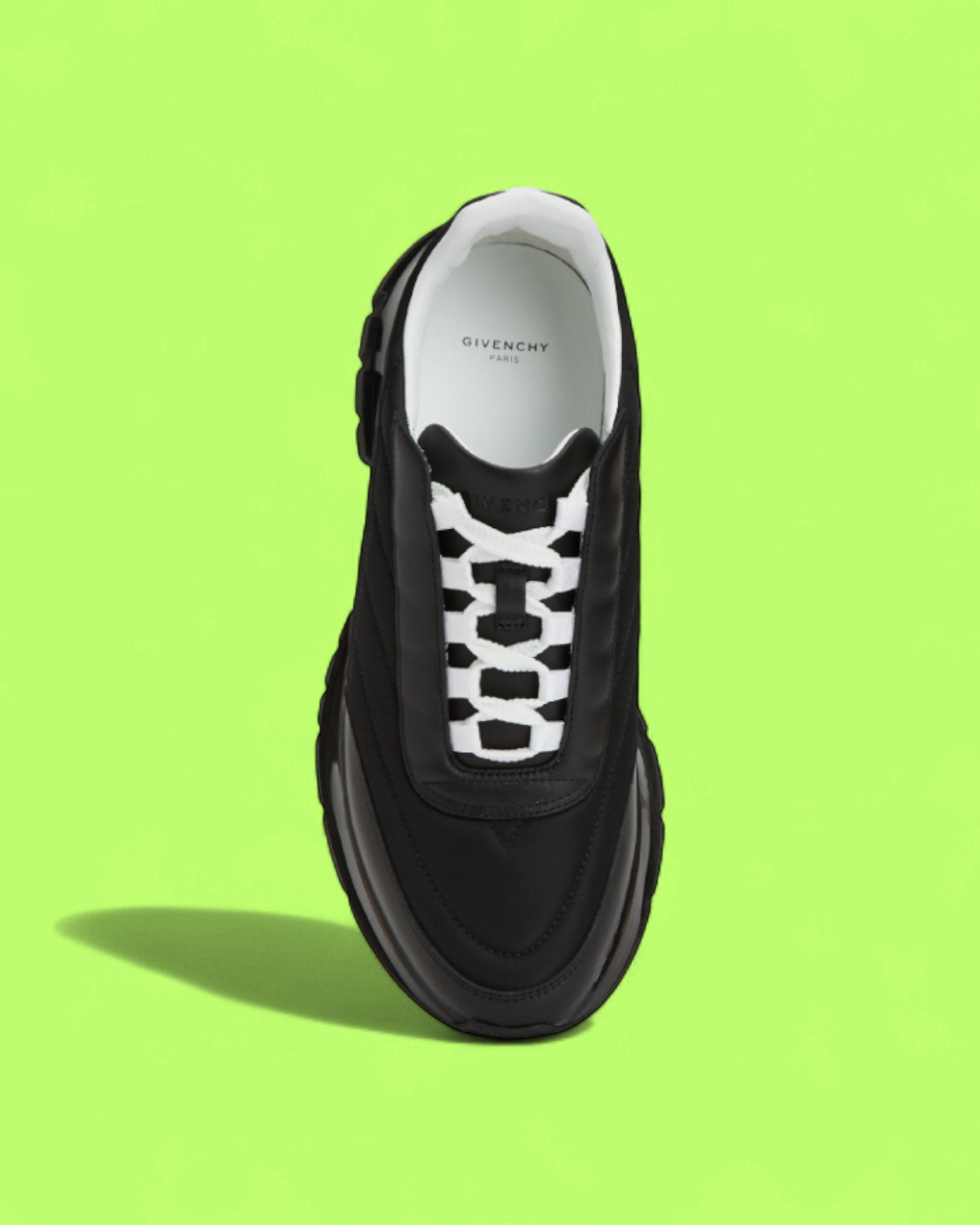 GIVENCHY BLACK LEATHER TRANSPARENT SOLE SNEAKERS ICON CWCD