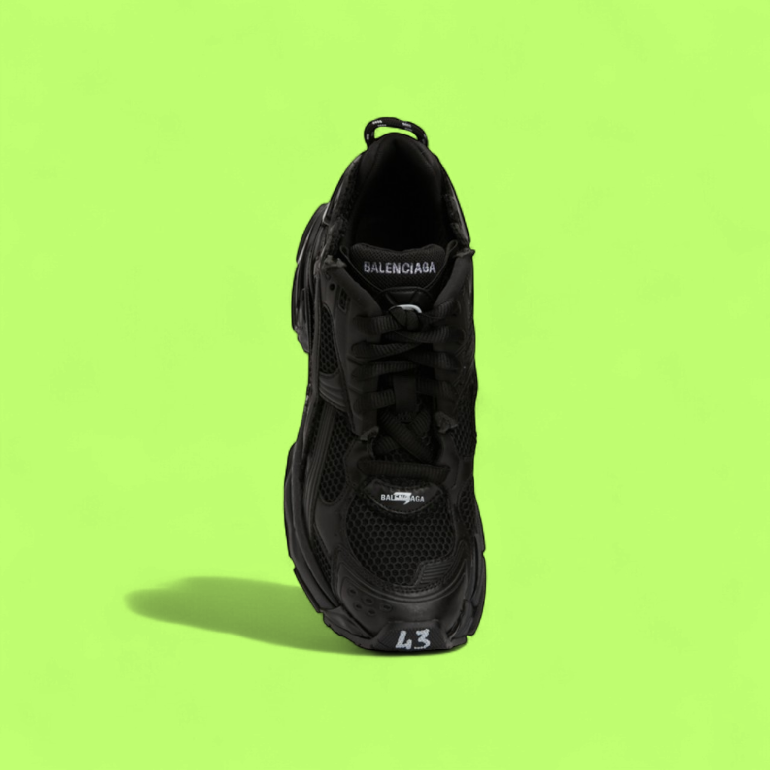BALENCIAGA RUNNER ALL BLACK MESH MULTI-LAYERED SNEAKERS CWCD