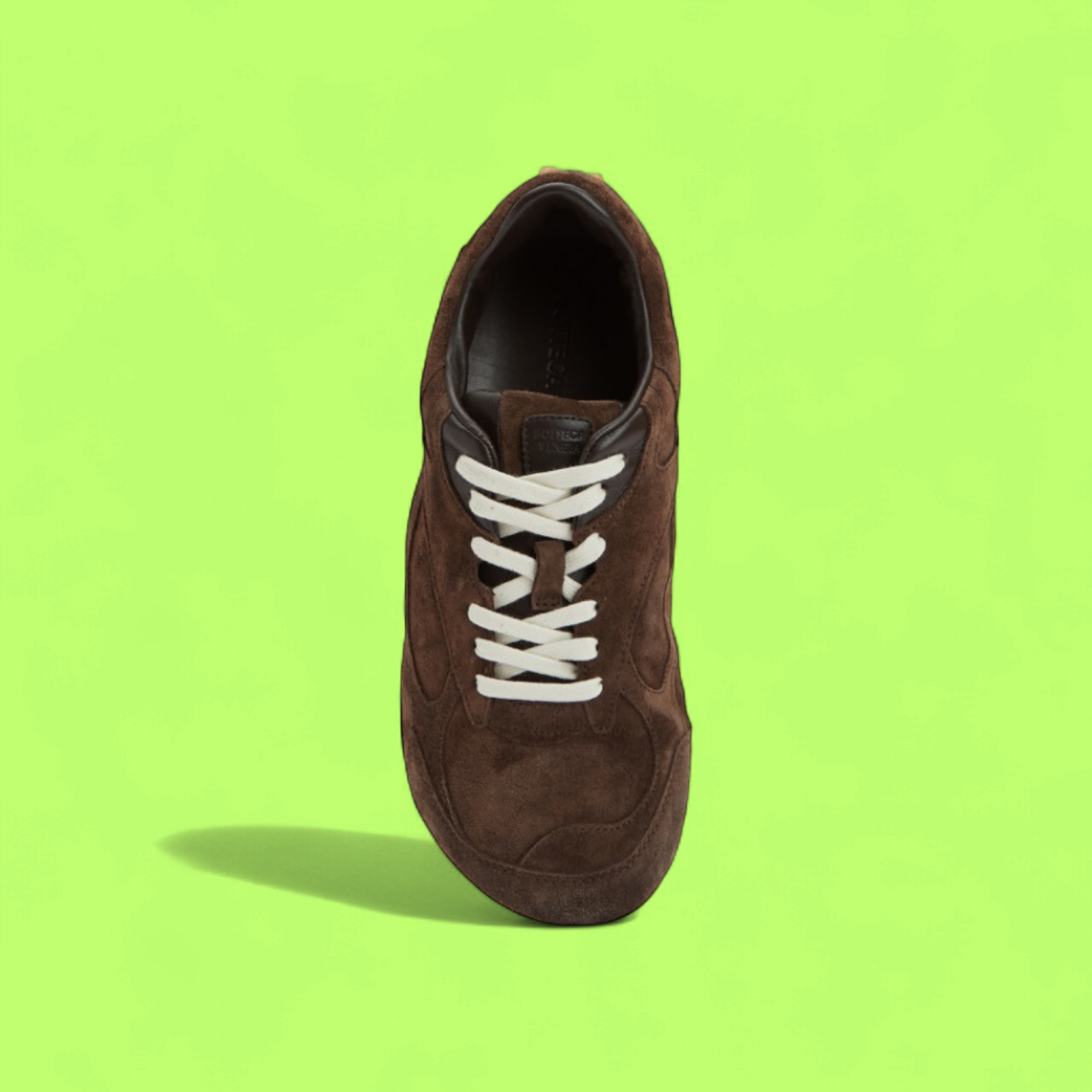 BOTTEGA VENETA BROWN SUEDE LOW TOP GUM SOLE CASUAL SNEAKERS