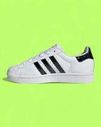 ADIDAS SUPERSTAR WHITE BLACK LEATHER ICONIC SHELL TOE SNEAKERS