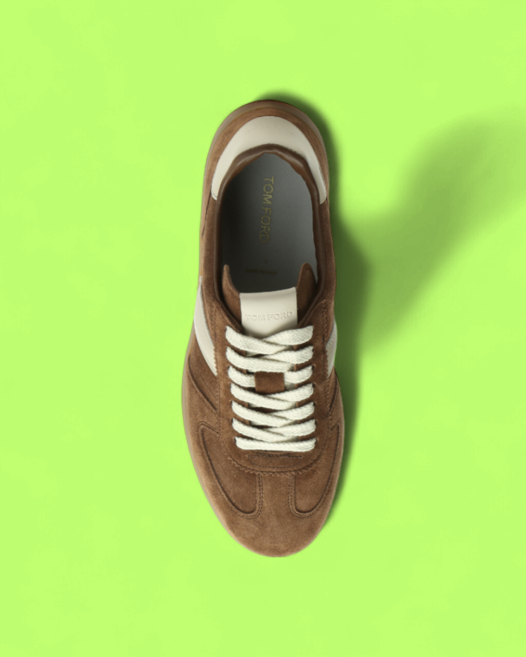 TOM FORD RETRO SUEDE BROWN LOW SNEAKERS WITH CONTRAST