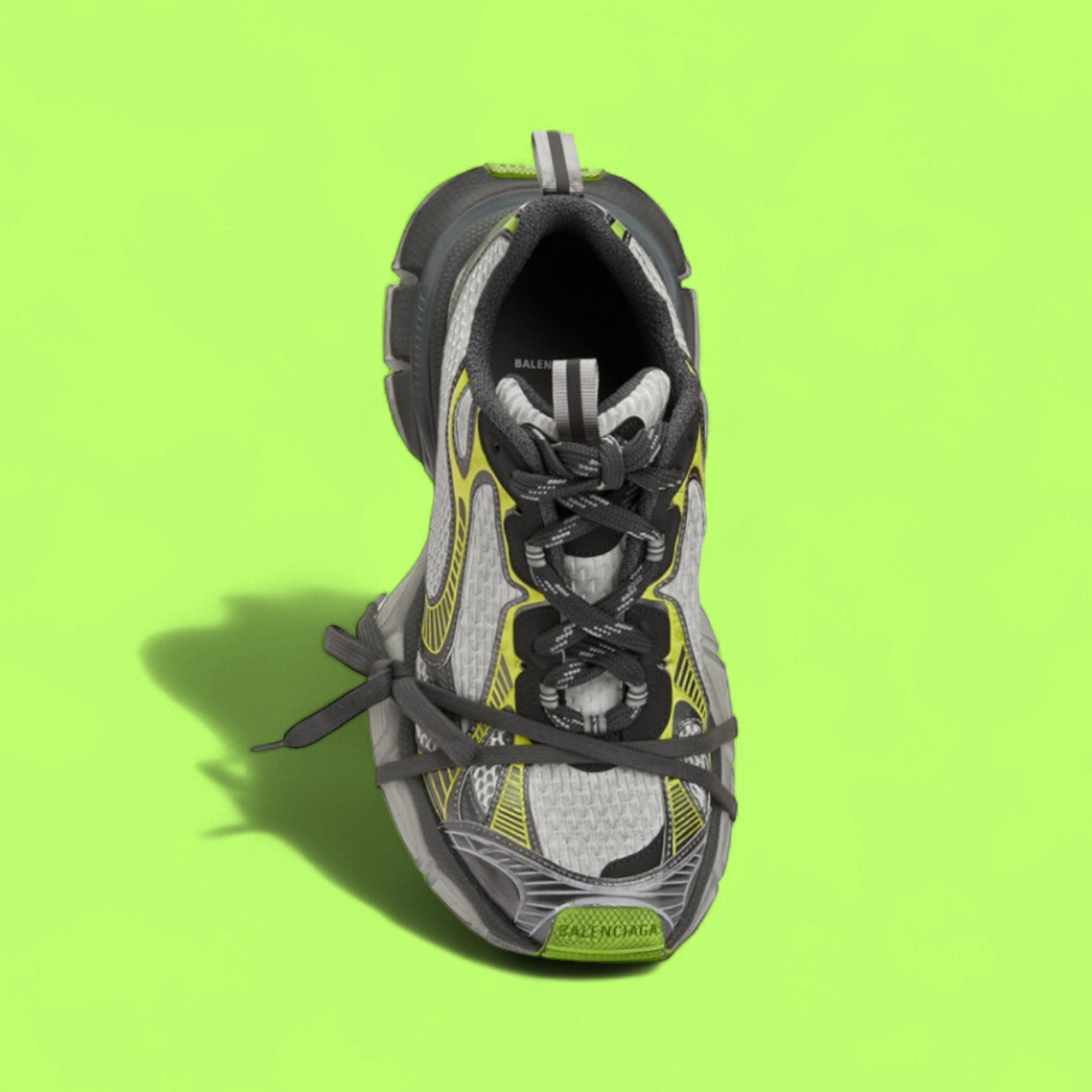 BALENCIAGA TRACK 3 WHITE GREY SNEAKERS WITH LIME GREEN DETAILS