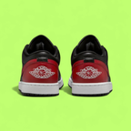 NIKE JORDAN AIR 1 LOW MEN'S BLACK RED LEATHER BASKETBALL SNEAKERS