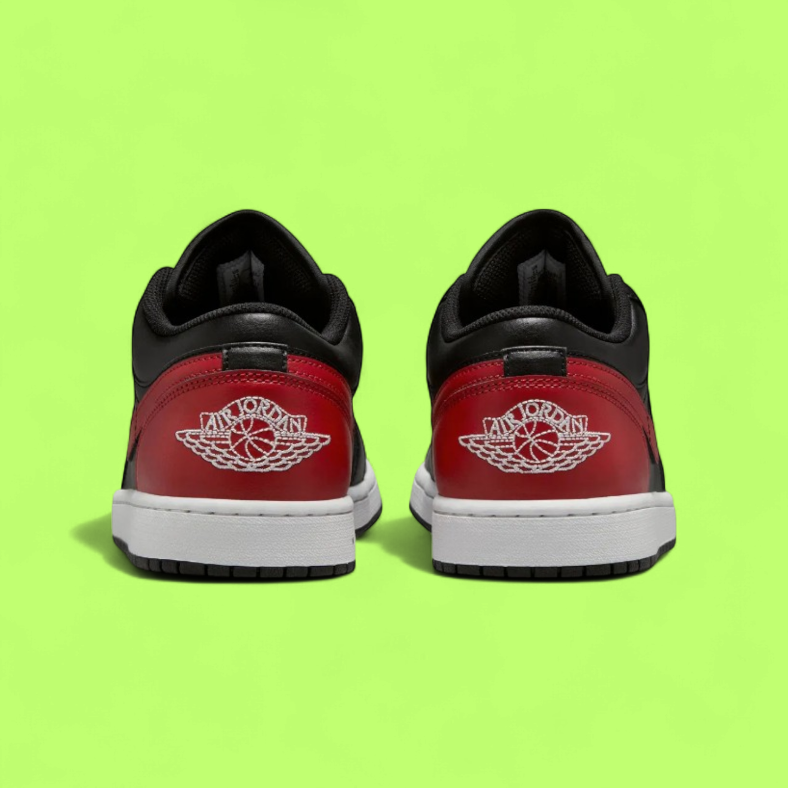 NIKE JORDAN AIR 1 LOW MEN'S BLACK RED LEATHER BASKETBALL SNEAKERS