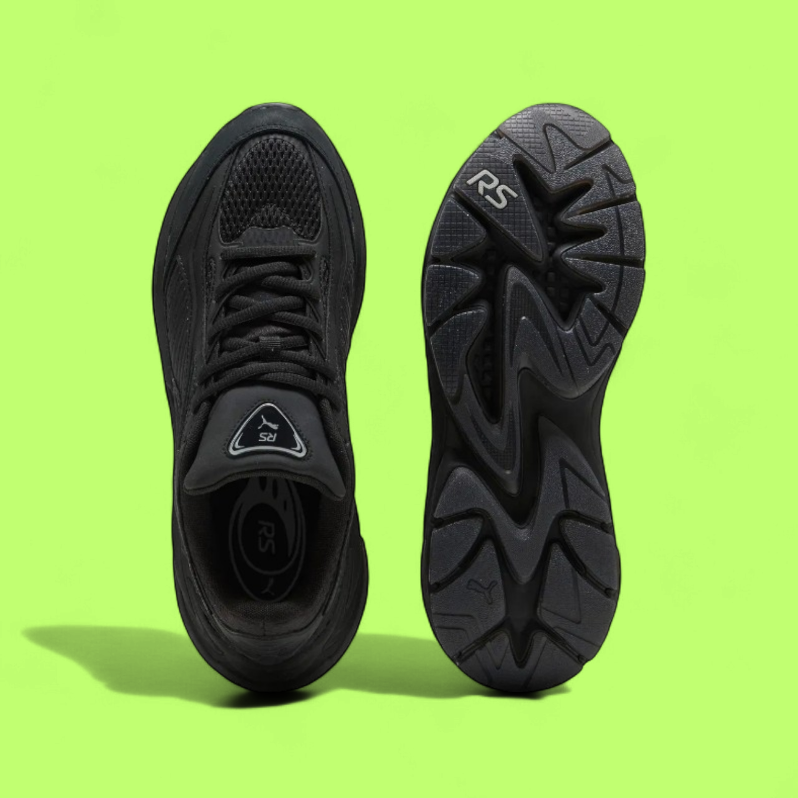 PUMA RS SURGE UNISEX BLACK MESH AND LEATHER CASUAL SPORT SNEAKERS
