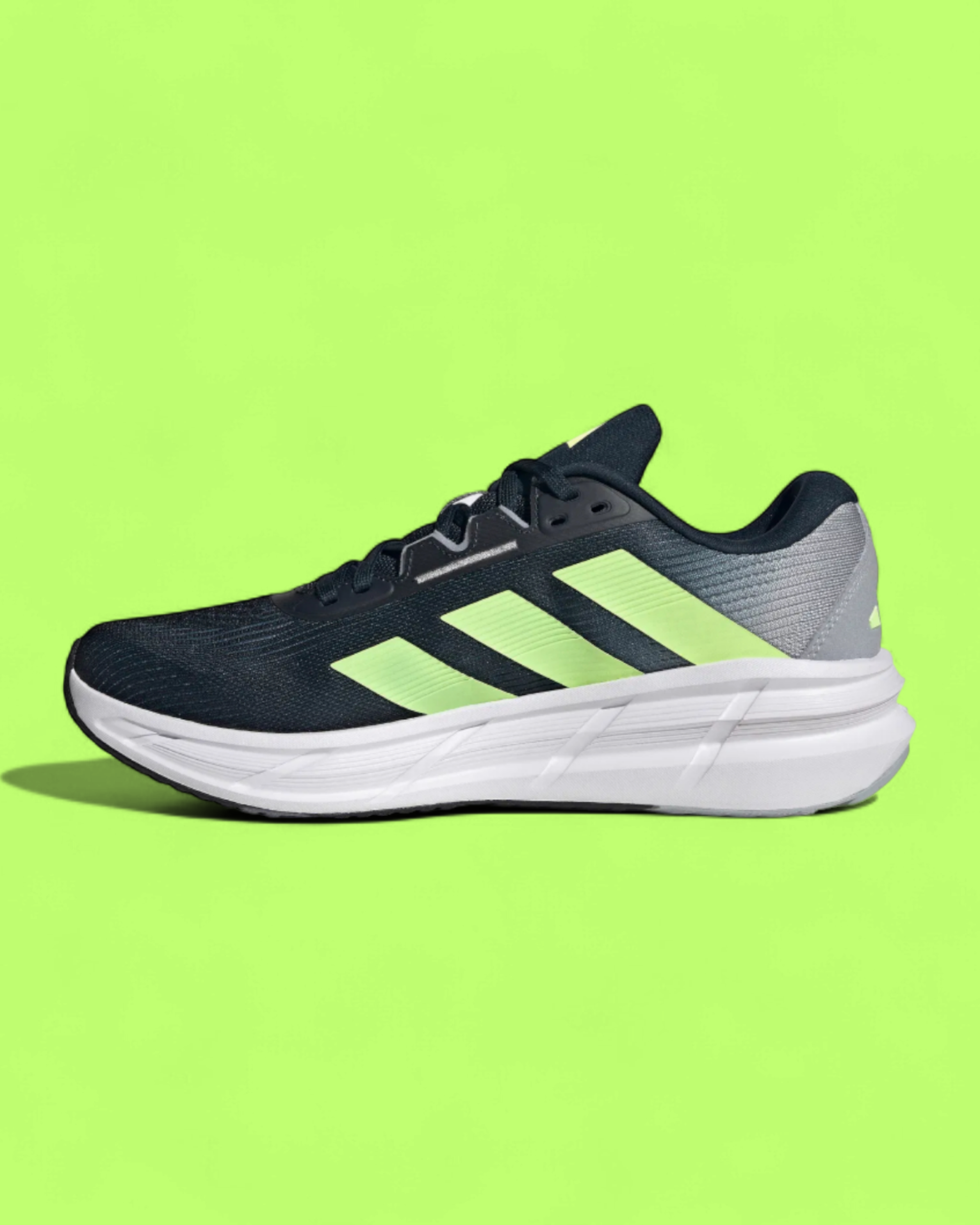 ADIDAS DURAMO RUNNING SHOES BLACK GREEN NEON STRIPES CWCD