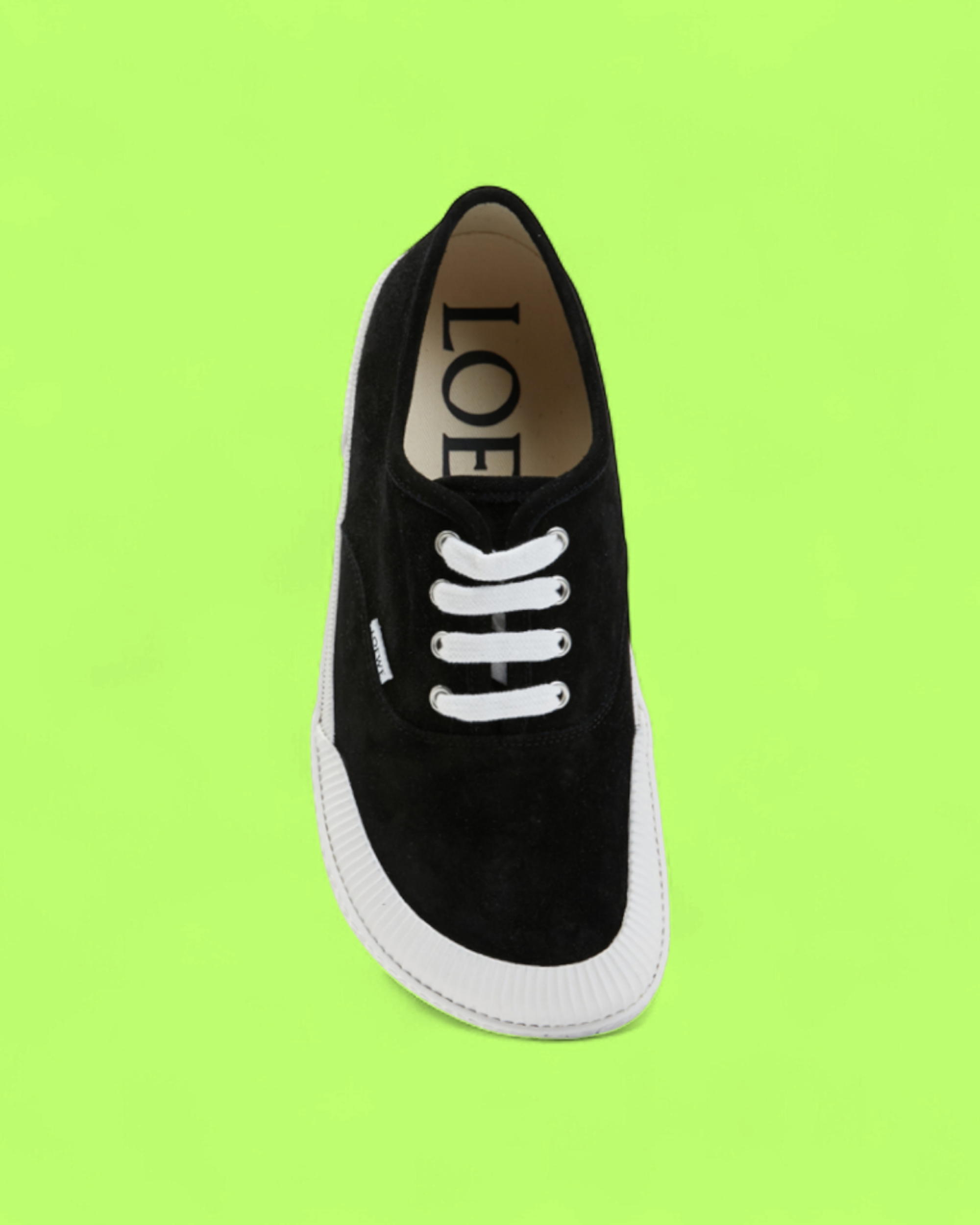 LOEWE BLACK SUEDE LOW TOP SNEAKERS WITH WHITE RUBBER SOLE