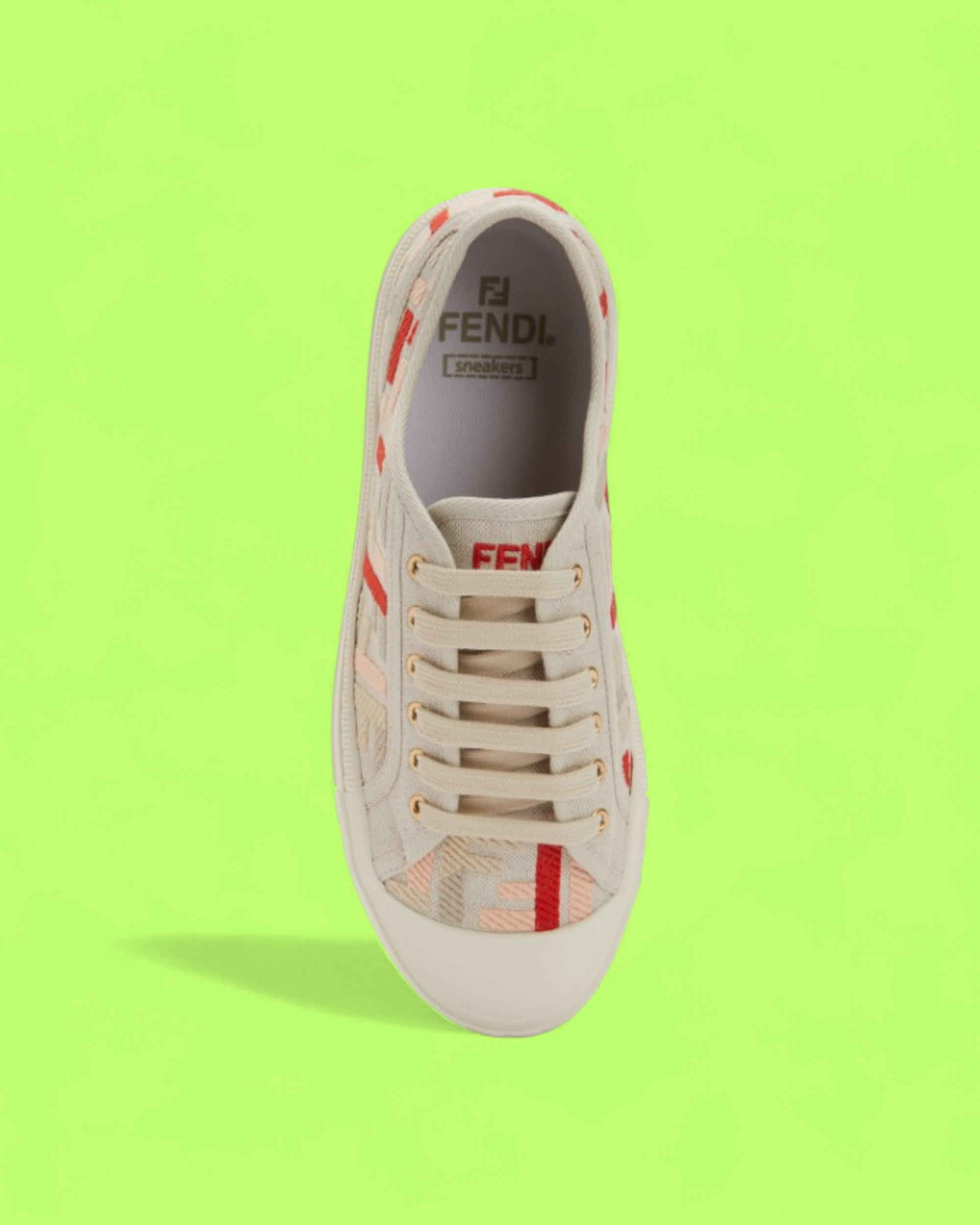 FENDI CANVAS LOW-TOP SNEAKER WITH MULTICOLOR LOGO PATTERN