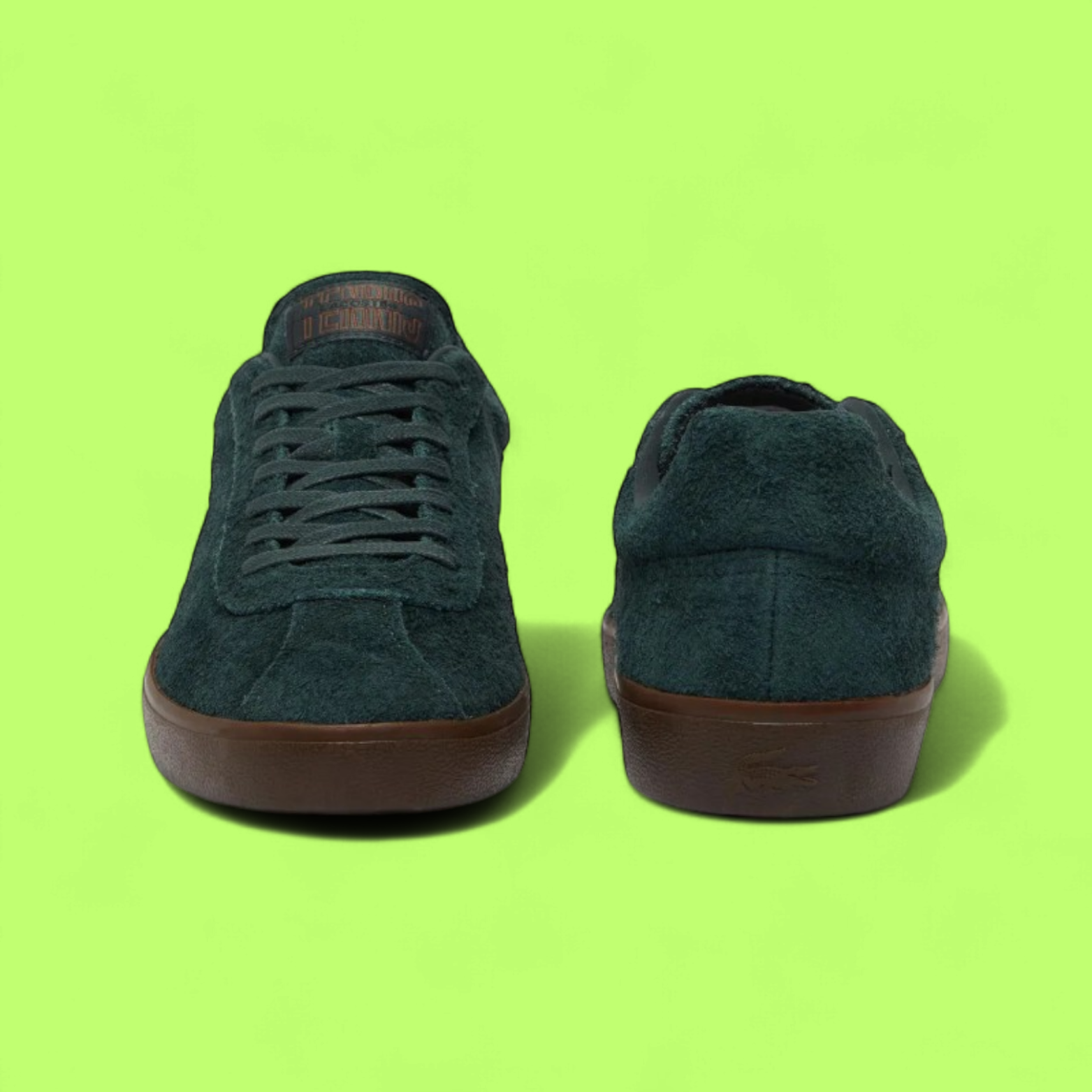 LACOSTE BASESHOT MEN'S DARK GREEN SUEDE RETRO CASUAL SNEAKERS