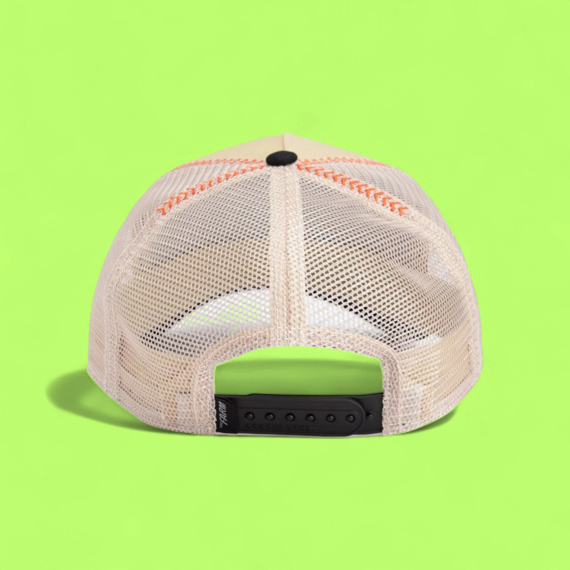 BEIGE BLACK TRUCKER HAT WITH SLICK SEA LION EMBROIDERY ICONZ
