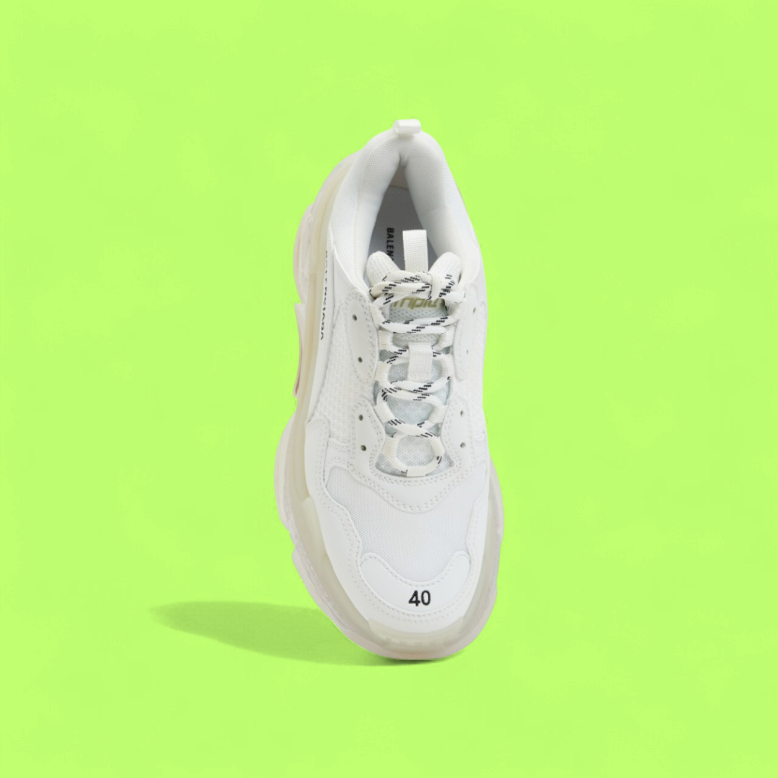 BALENCIAGA TRIPLE S WHITE TRANSLUCENT SOLE CHUNKY SNEAKERS