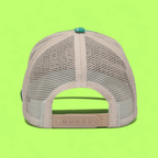 PLAID TRUCKER CAP WITH MONACO EMBROIDERY AND BEIGE MESH