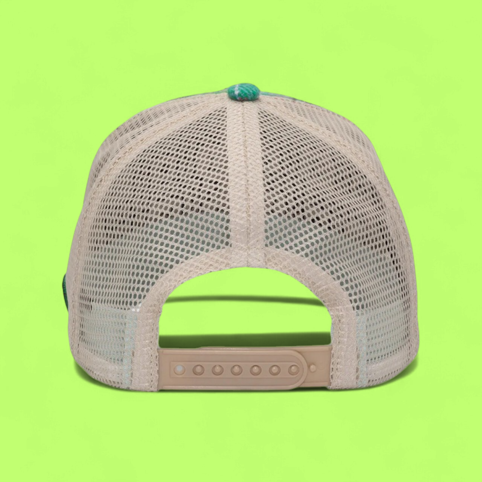 PLAID TRUCKER CAP WITH MONACO EMBROIDERY AND BEIGE MESH