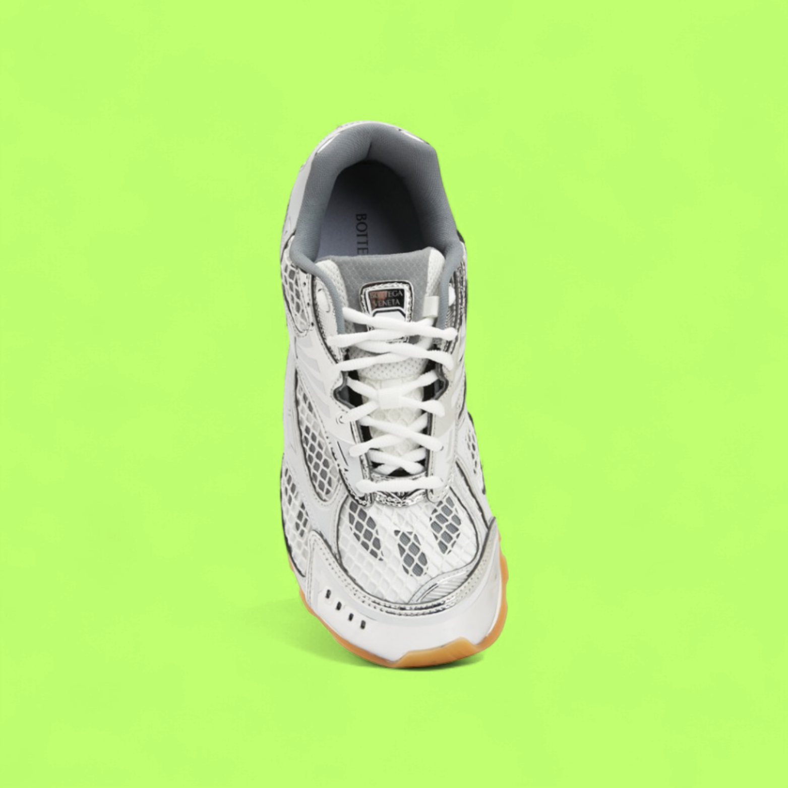 BOTTEGA VENETA SPEEDSTER WHITE GREY GUM SOLE RUNNER SNEAKERS