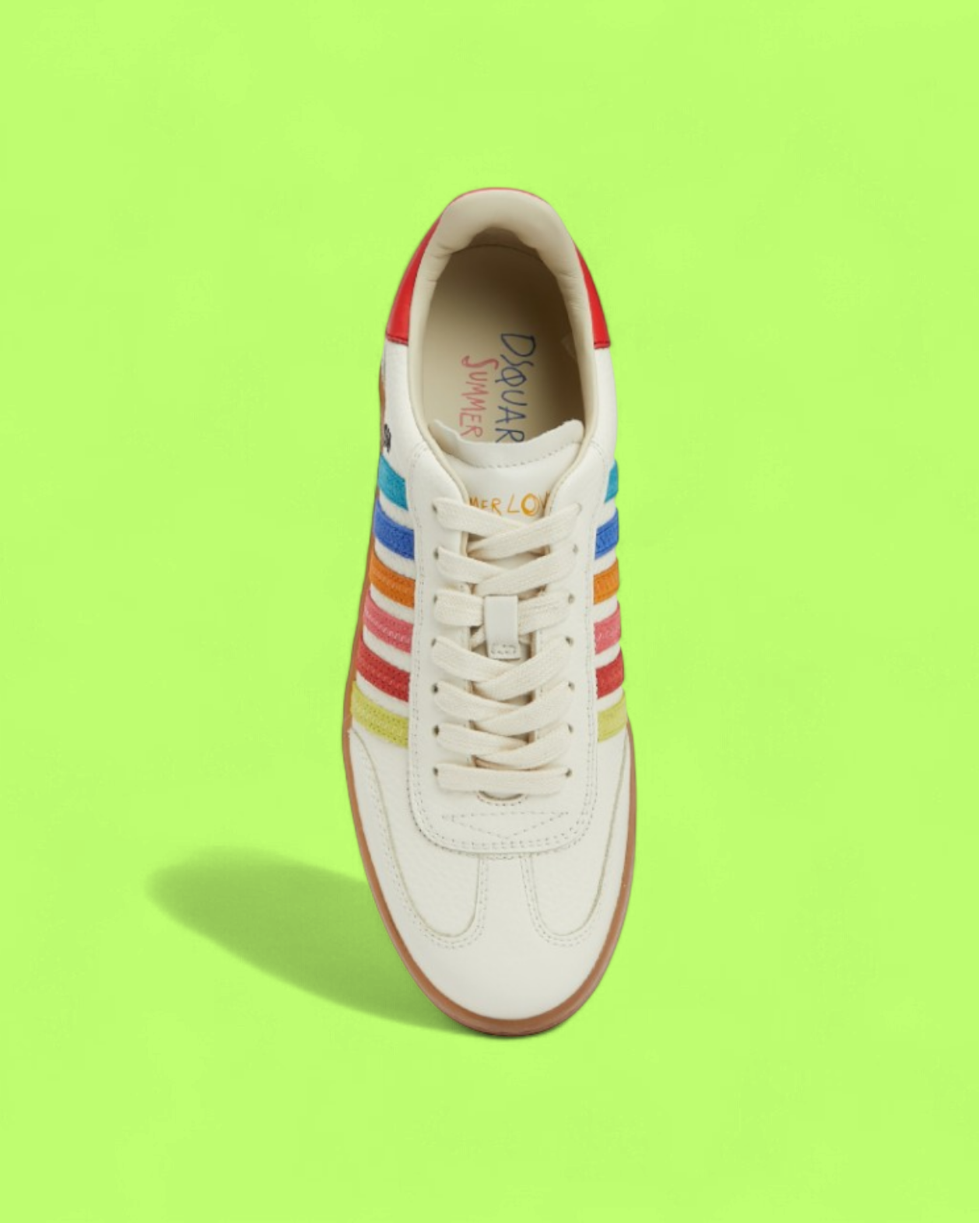DSQUARED2 DAN RAINBOW STRIPED LEATHER SNEAKER GUM SOLE