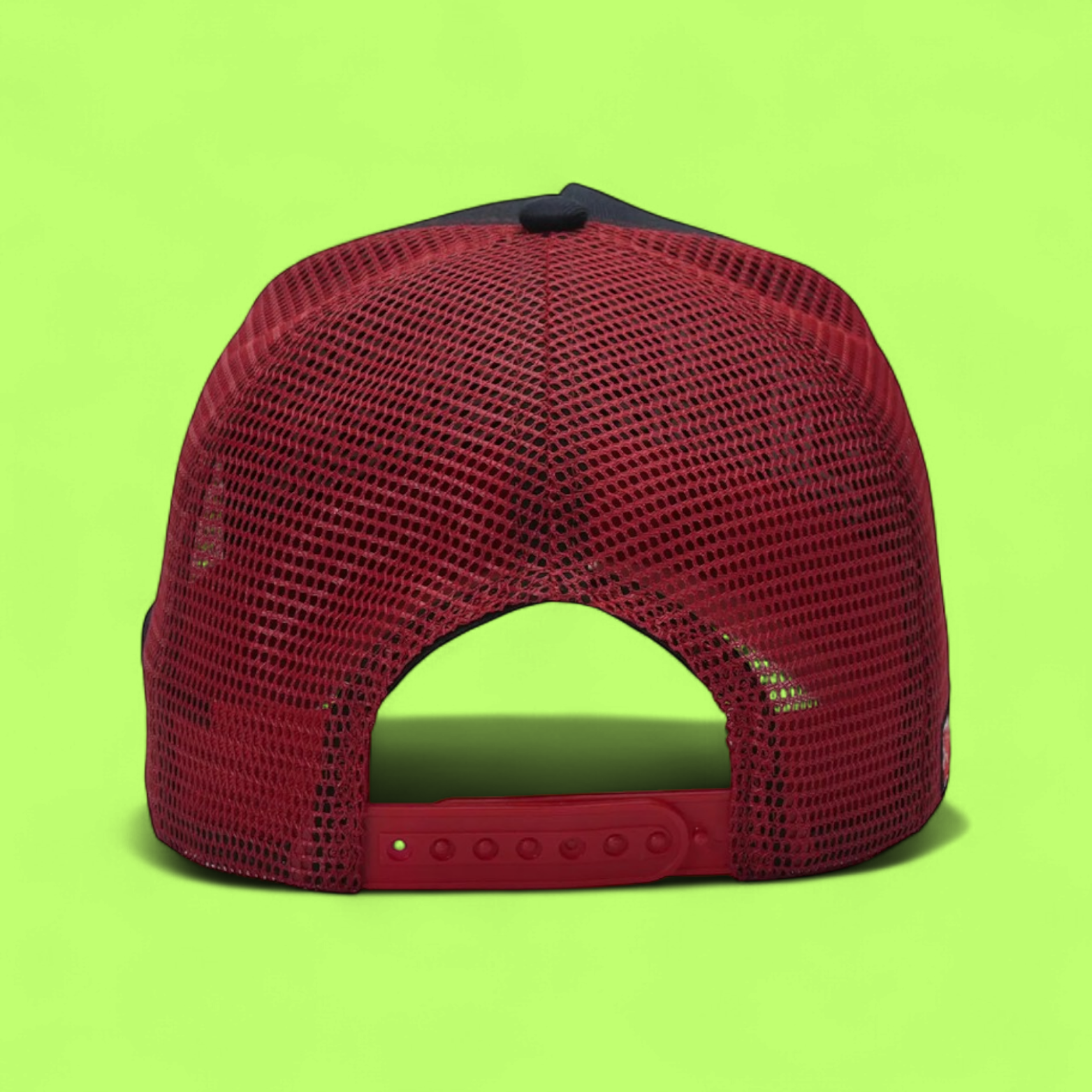 BLACK RED TRUCKER CAP WITH BROOKLYN NEW YORK EMBROIDERY